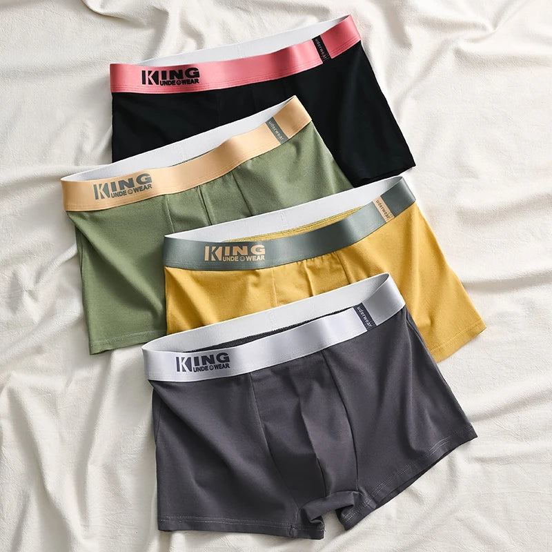 4Pcs Men's Casual Shorts Pants Underwear Panties Cotton Boxers Man Underpants Male Shorts Homme U Convex Lingerie Wholesale Lots