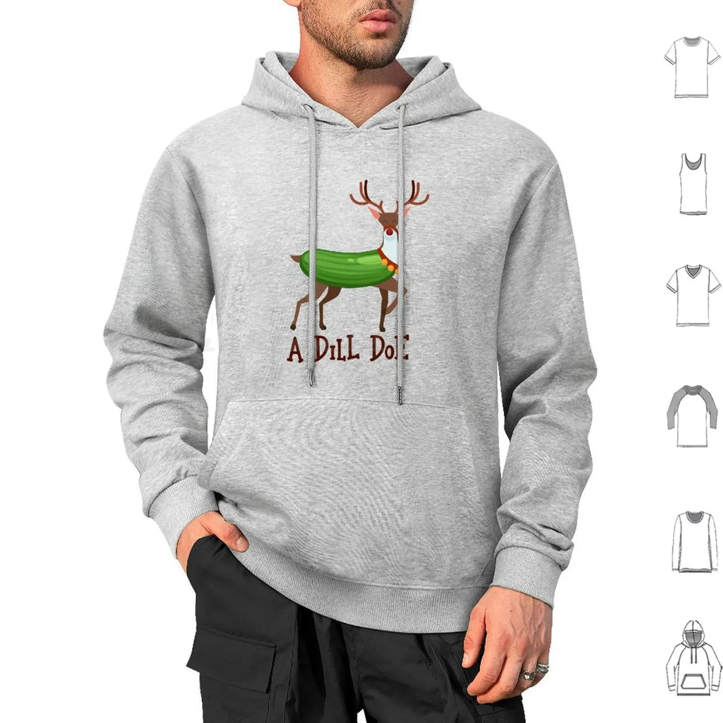 A Dill Doe Design For A Jokes Fan Hoodies Long Sleeve A Dill Doe Deer Jokes Fan Party Dill Doe Dildo Pickle Pun Joke Sex