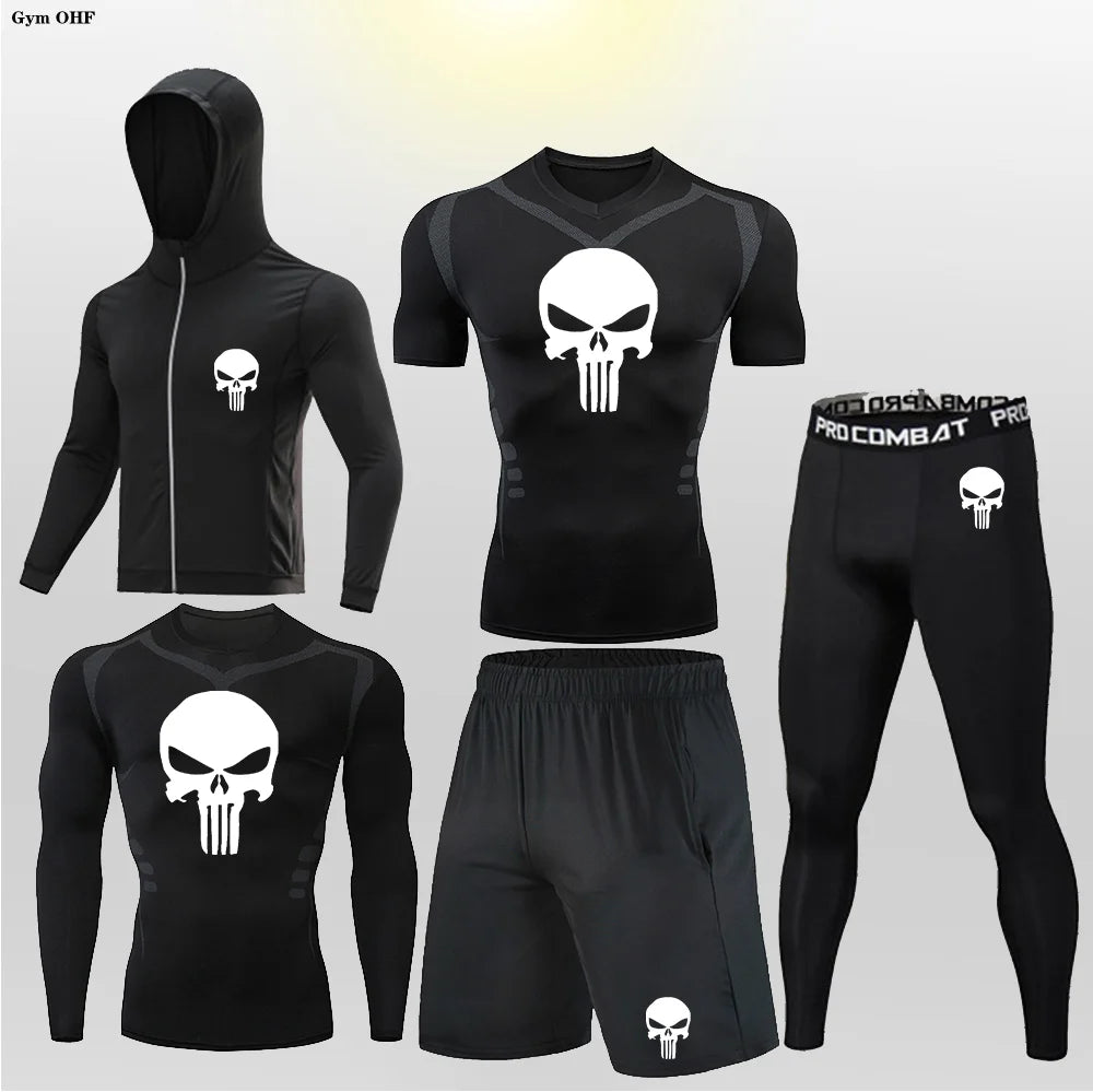 Sportswear Gym Fitness Tracksuit Men's Running Sets Compression Basketball Underwear Tights Jogging Sports Suits Clothes Dry Fit