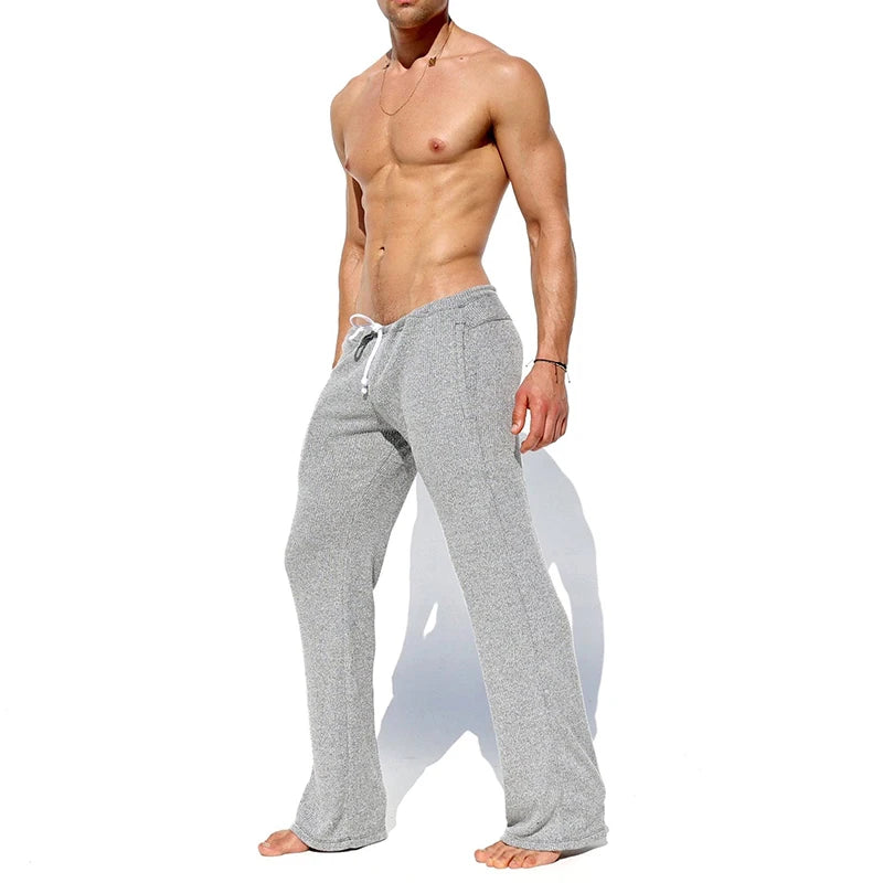 Thin Breathable Slim Pajamas Pants Mens Spring Fall Daily Casual Solid Color Straight Pants Sexy Sleepwear Men Pants Underwear