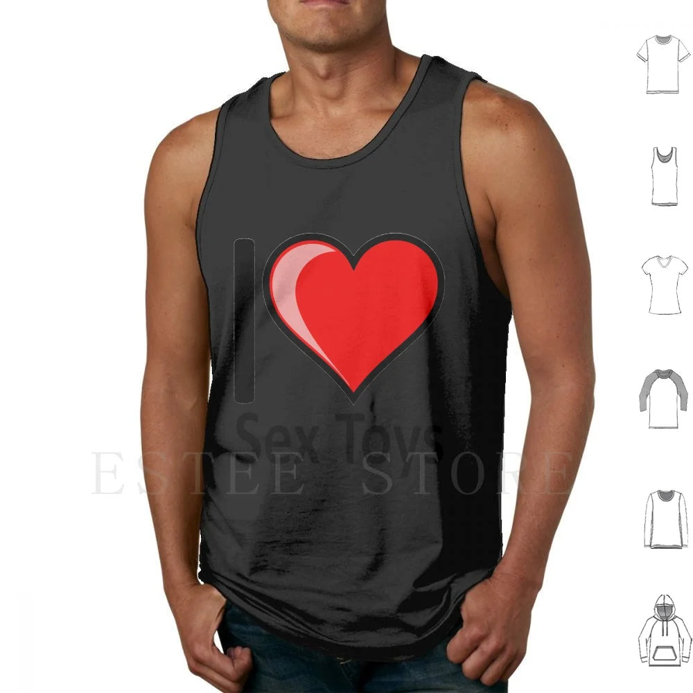 Rude-I Love Sex Toys Sextoys Merchandise Secret Santa Gift Tank Tops Vest Sleeveless I Love Sex Toys Sex Toys Sex Toys