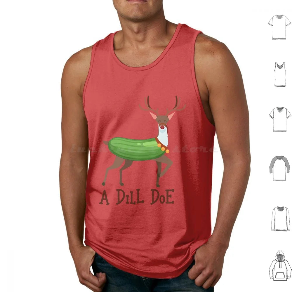 A Dill Doe Design For A Jokes Fan Tank Tops Vest Sleeveless A Dill Doe Deer Jokes Fan Party Dill Doe Dildo Pickle Pun Joke Sex