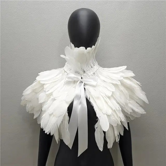 Halloween Gothic Feather Cloak Cock Feather Scarf Cock Feather Fake Collar Makeup Ball Shawl