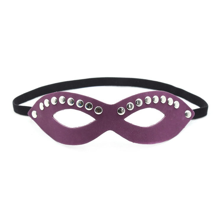 Customized Eye Mask Mini 8-shaped Rivet Elastic Eyelet Purple Multi nail Binding Toy Leather Mask