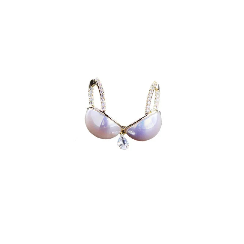 Blucome Cubic Zircon Gold Color Bra Underwear Brooches Gold Color Rhinestone Women Rhinestone Underclothes Brooch Pins