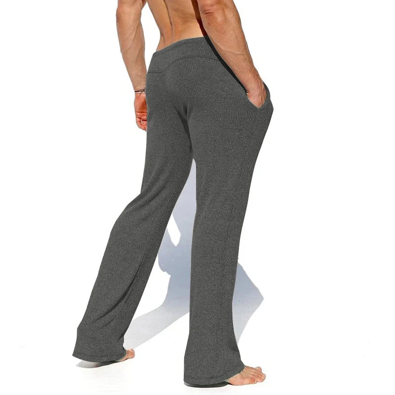 Thin Breathable Slim Pajamas Pants Mens Spring Fall Daily Casual Solid Color Straight Pants Sexy Sleepwear Men Pants Underwear