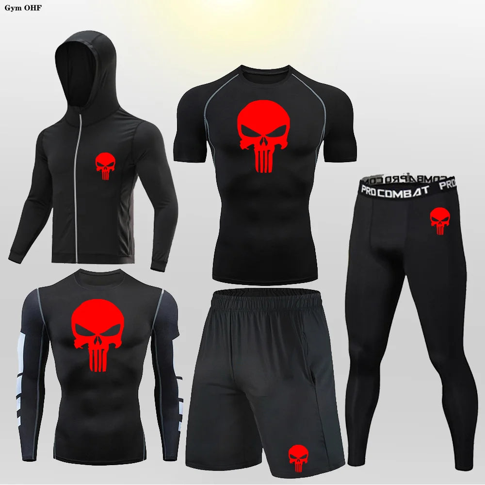 Sportswear Gym Fitness Tracksuit Men's Running Sets Compression Basketball Underwear Tights Jogging Sports Suits Clothes Dry Fit