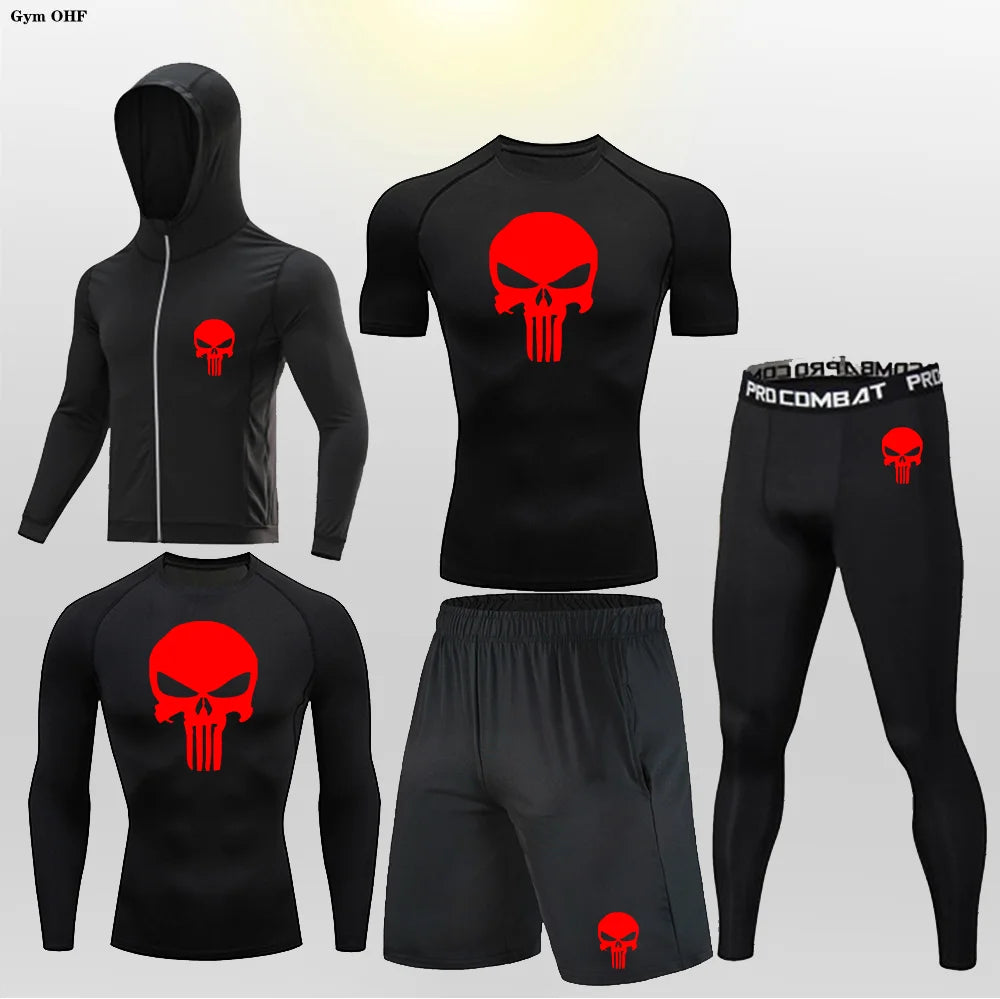 Sportswear Gym Fitness Tracksuit Men's Running Sets Compression Basketball Underwear Tights Jogging Sports Suits Clothes Dry Fit
