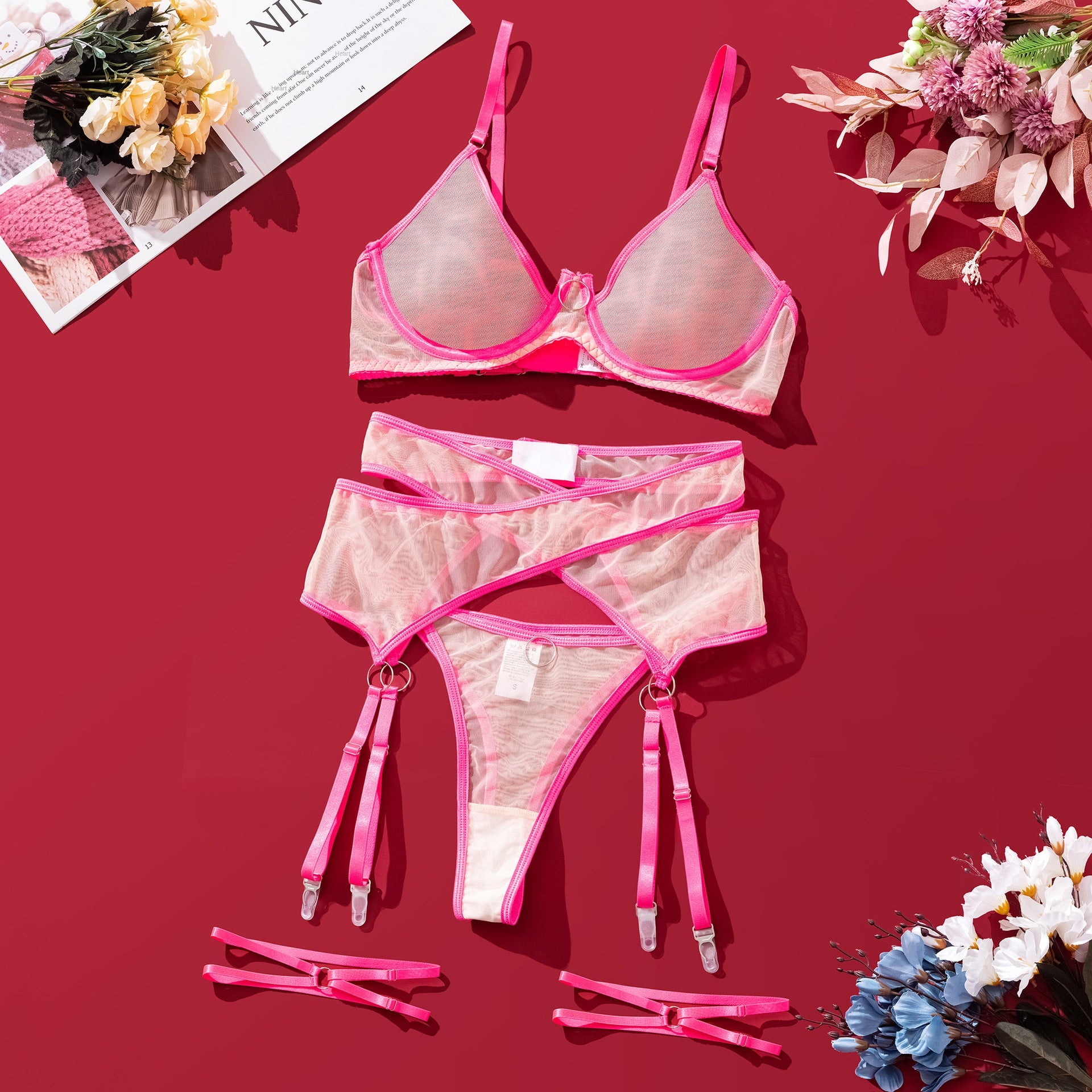 Perspective Solid Color Underwear Bra Sex Set