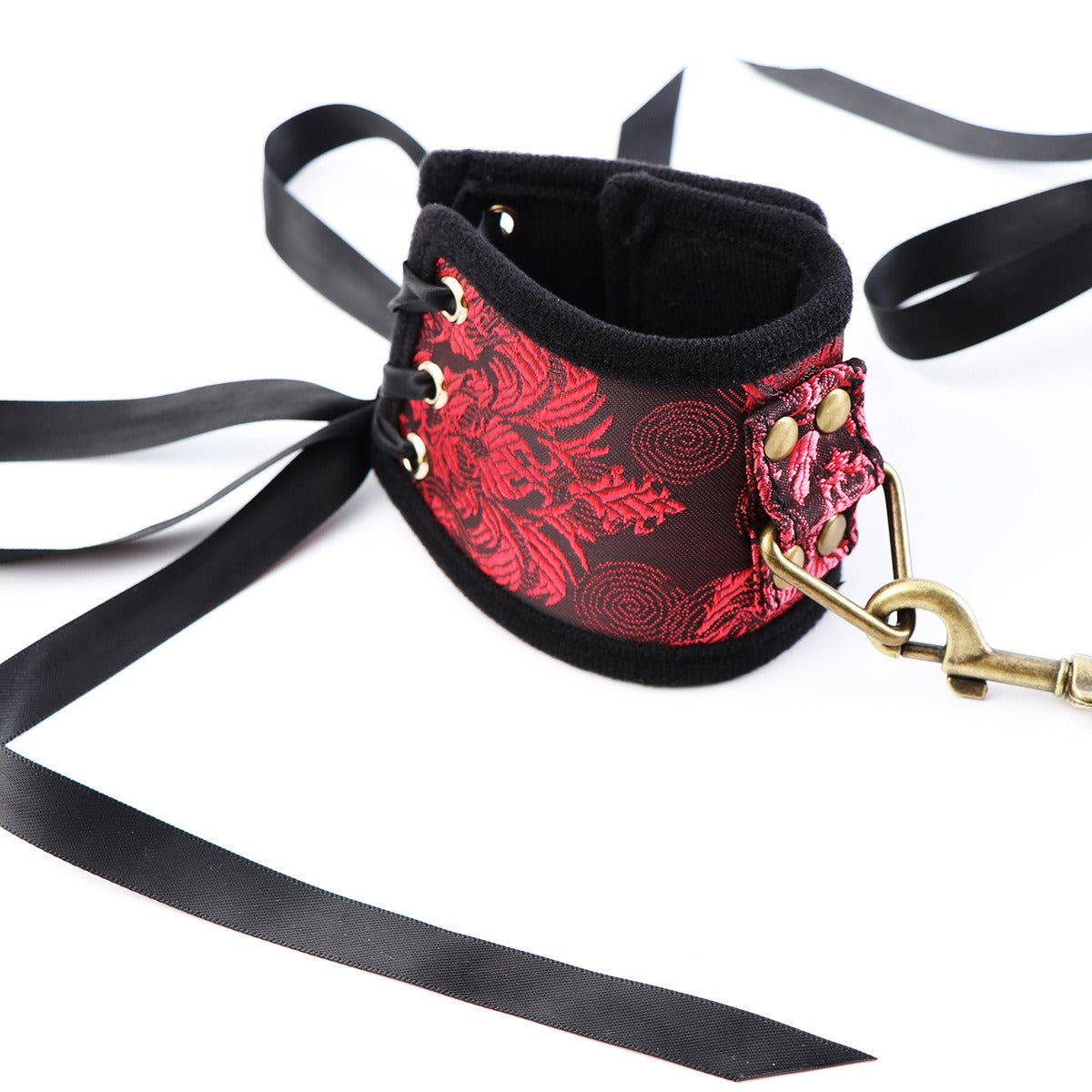Red Ribbon Gold Handcuffs Velcro Hand Binding Female Sex Toy Leggings