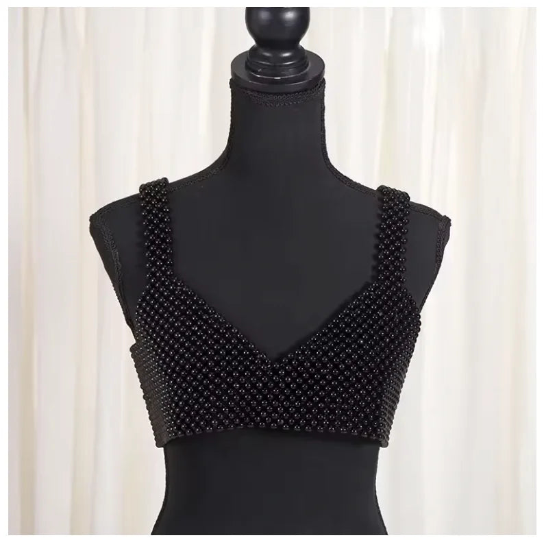 Sexy Body Chain Euro-American New Luxurious Totally Hand-made Pearl Bikini Camisole Underwear Women Wear Beaded Bra Chain