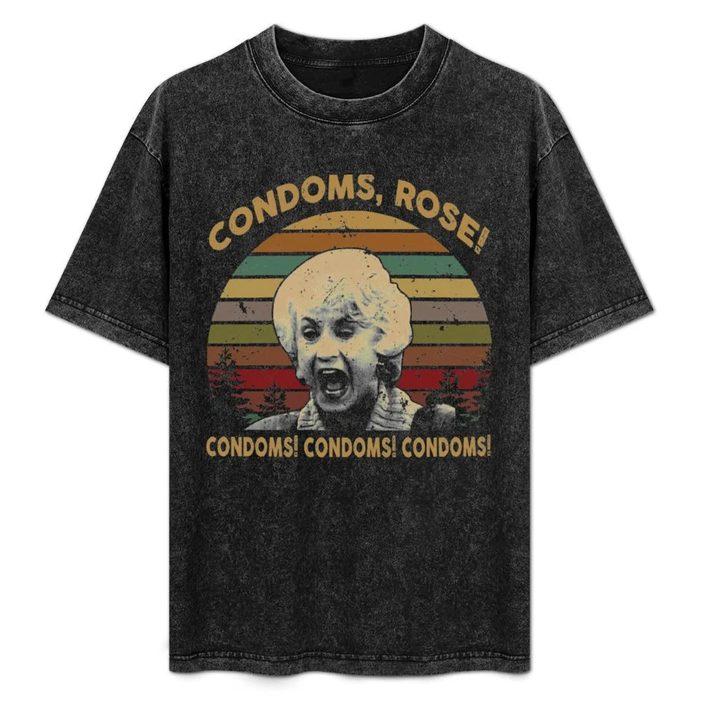 Condoms Rose Condoms Condoms T-Shirt Soft Basic Cotton Short Sleeve Tee
