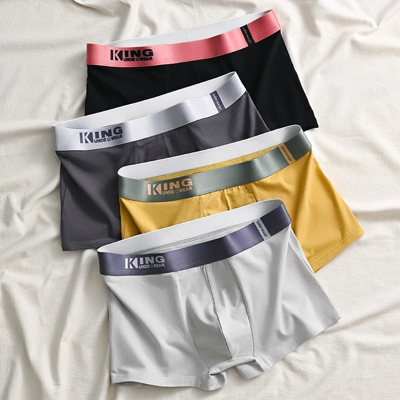 4Pcs Men's Casual Shorts Pants Underwear Panties Cotton Boxers Man Underpants Male Shorts Homme U Convex Lingerie Wholesale Lots
