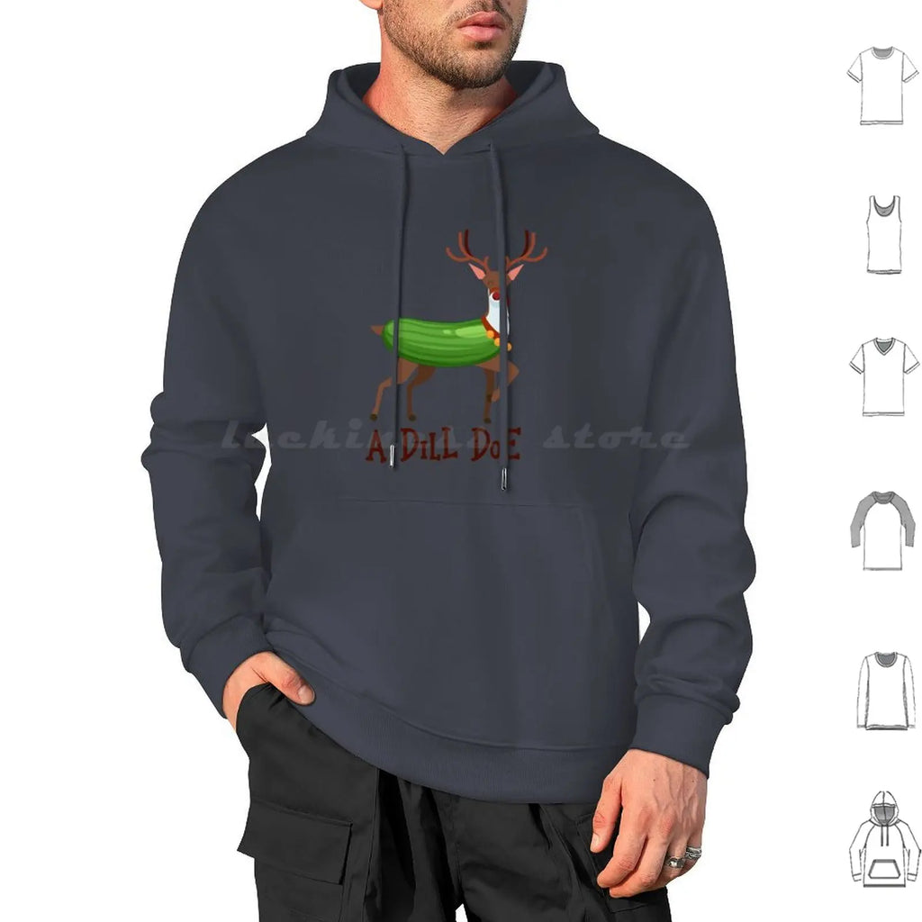 A Dill Doe Design For A Jokes Fan Hoodies Long Sleeve A Dill Doe Deer Jokes Fan Party Dill Doe Dildo Pickle Pun Joke Sex
