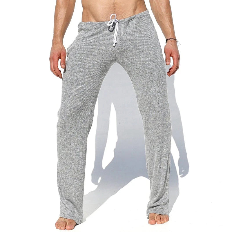 Thin Breathable Slim Pajamas Pants Mens Spring Fall Daily Casual Solid Color Straight Pants Sexy Sleepwear Men Pants Underwear