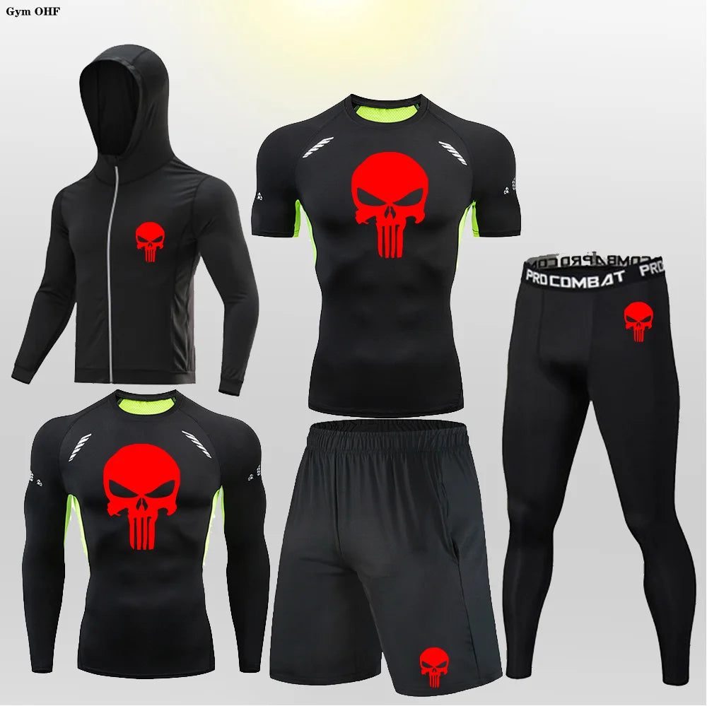 Sportswear Gym Fitness Tracksuit Men's Running Sets Compression Basketball Underwear Tights Jogging Sports Suits Clothes Dry Fit