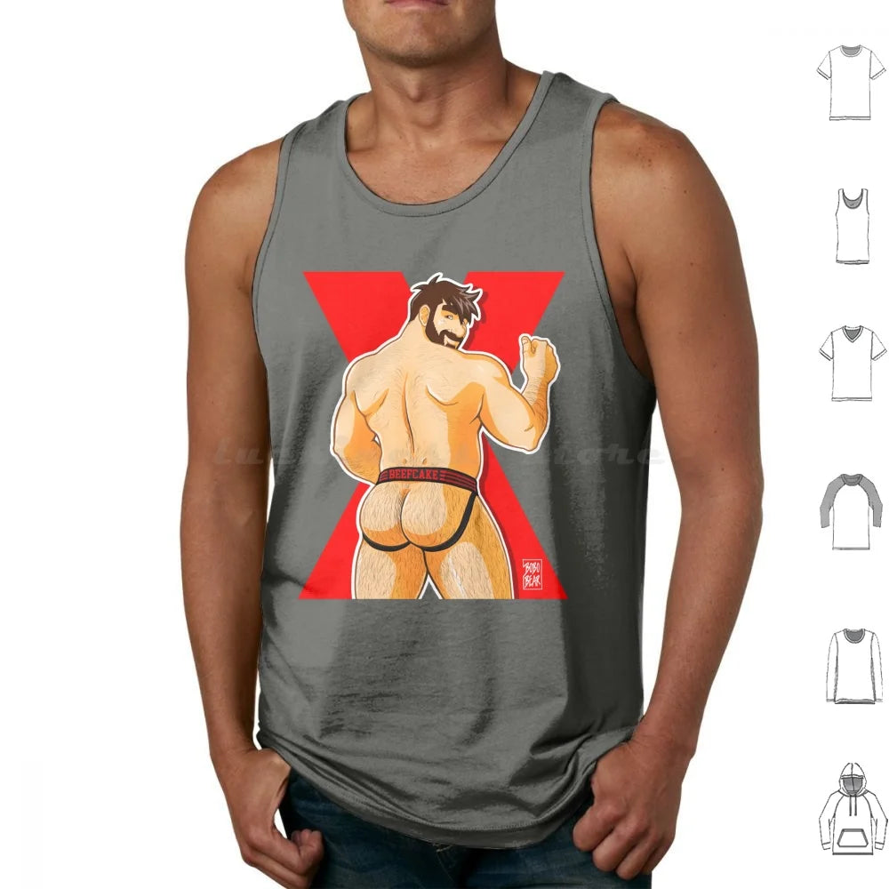 Adam Likes Jockstraps-Red Tank Tops Print Cotton Bobobear Bobobearart Bobo Bear Bear Bear Week Bear Weekend Otter