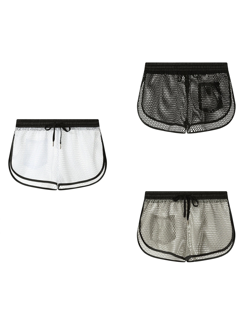 Men s Mesh Shorts Hollow-Out See Through Underwear Sheer Breathable Fishnet Boxer Briefs Split Sides Quick Dry Active Shorts