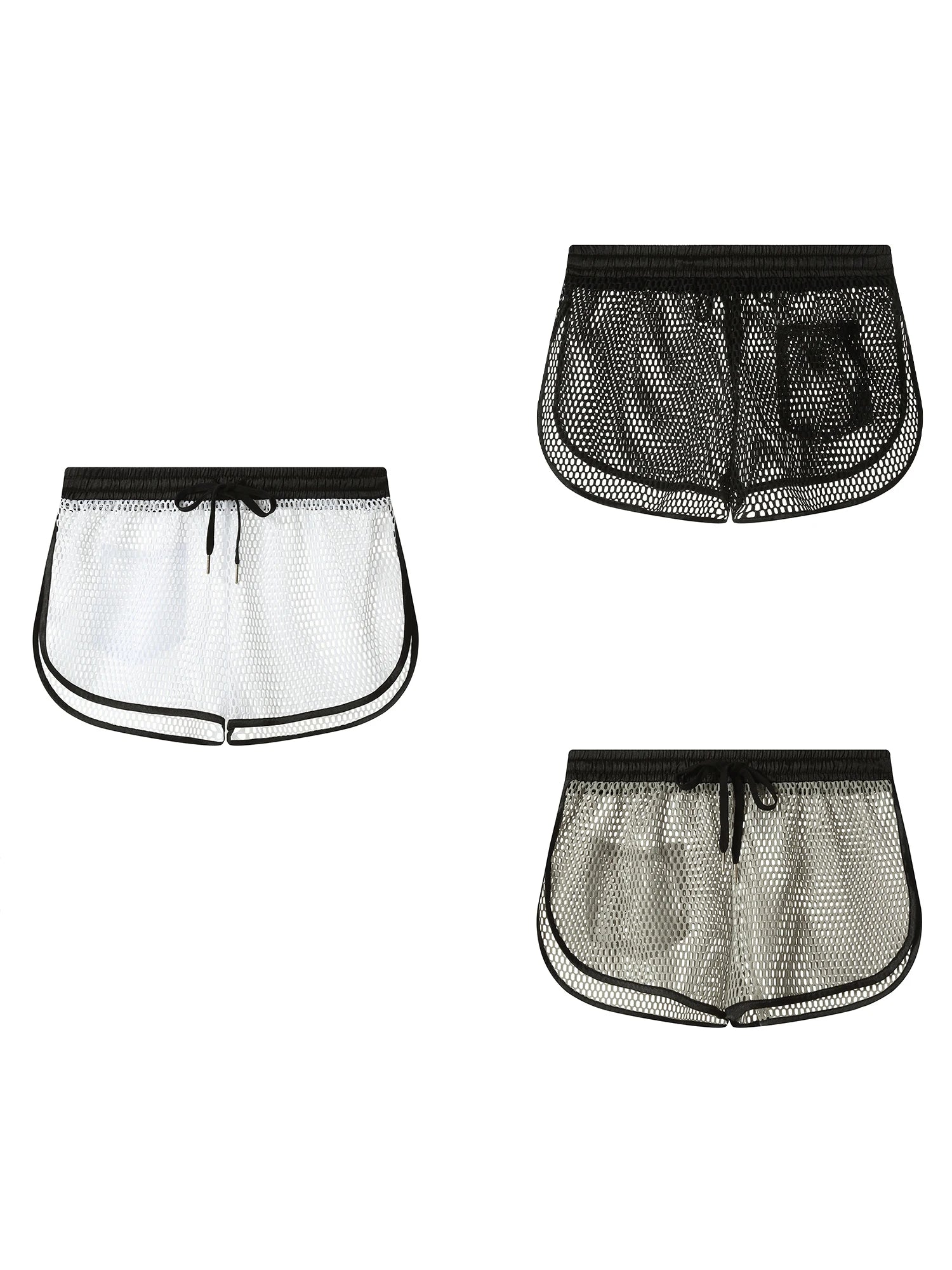 Men s Mesh Shorts Hollow-Out See Through Underwear Sheer Breathable Fishnet Boxer Briefs Split Sides Quick Dry Active Shorts
