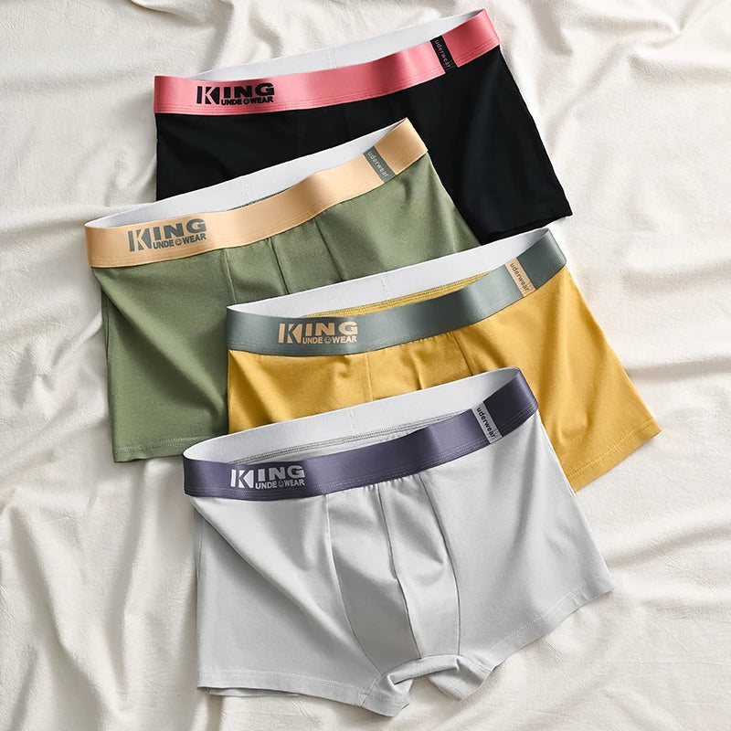 4Pcs Men's Casual Shorts Pants Underwear Panties Cotton Boxers Man Underpants Male Shorts Homme U Convex Lingerie Wholesale Lots