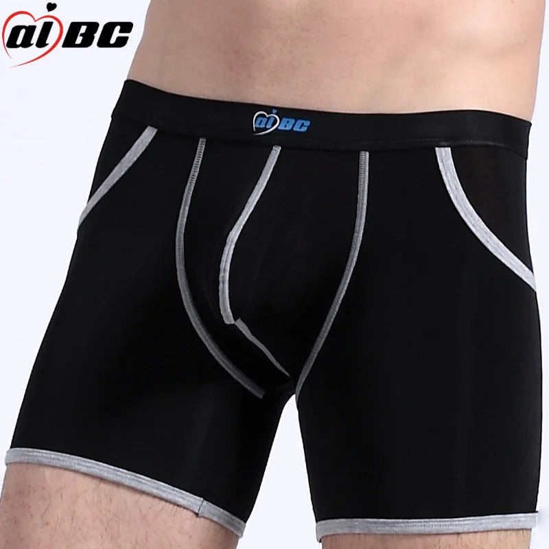 AIBC Sports Underwear For Men Long Boxer Shorts Ice Silk With Pocket Thin Underpants Comfortable Athletic Wear For Running Gym