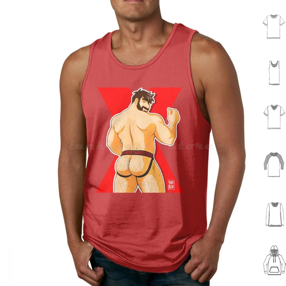 Adam Likes Jockstraps-Red Tank Tops Print Cotton Bobobear Bobobearart Bobo Bear Bear Bear Week Bear Weekend Otter