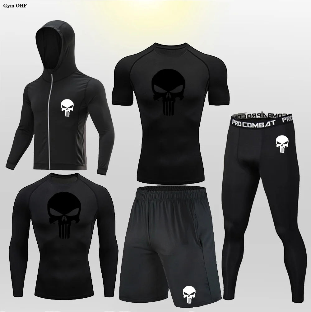 Sportswear Gym Fitness Tracksuit Men's Running Sets Compression Basketball Underwear Tights Jogging Sports Suits Clothes Dry Fit