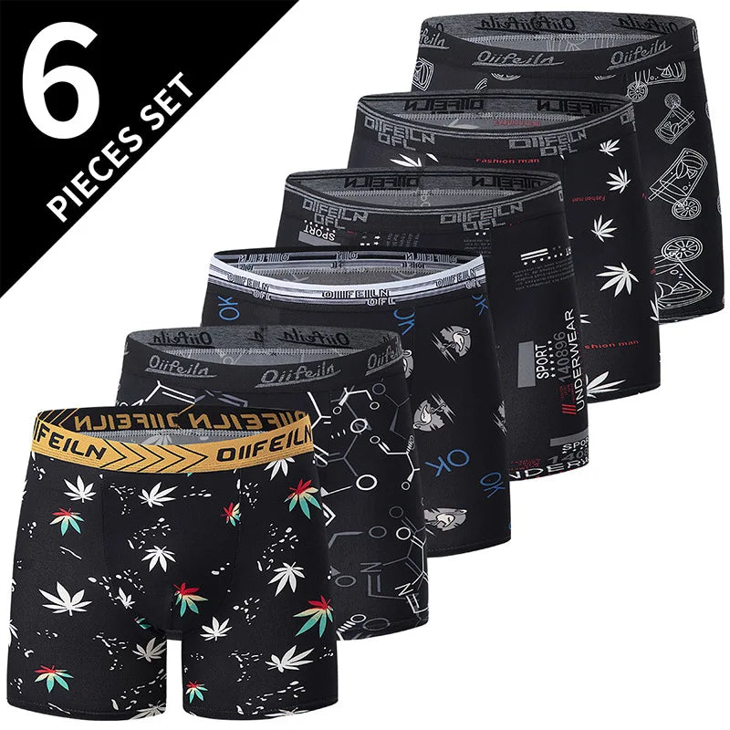 Men's 6-Pack Quick-Dry Boxer Shorts - Breathable Athletic Underwear & Swim Trunks, Large Size for Sports, Daily Wear