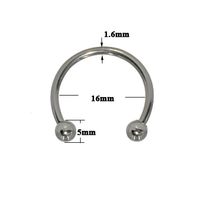 1PC Stainless Steel Big Size Straight Barbell Rings Curved Banana Penis Tragus Large Horseshoe Rings Ear Piercing jewelry