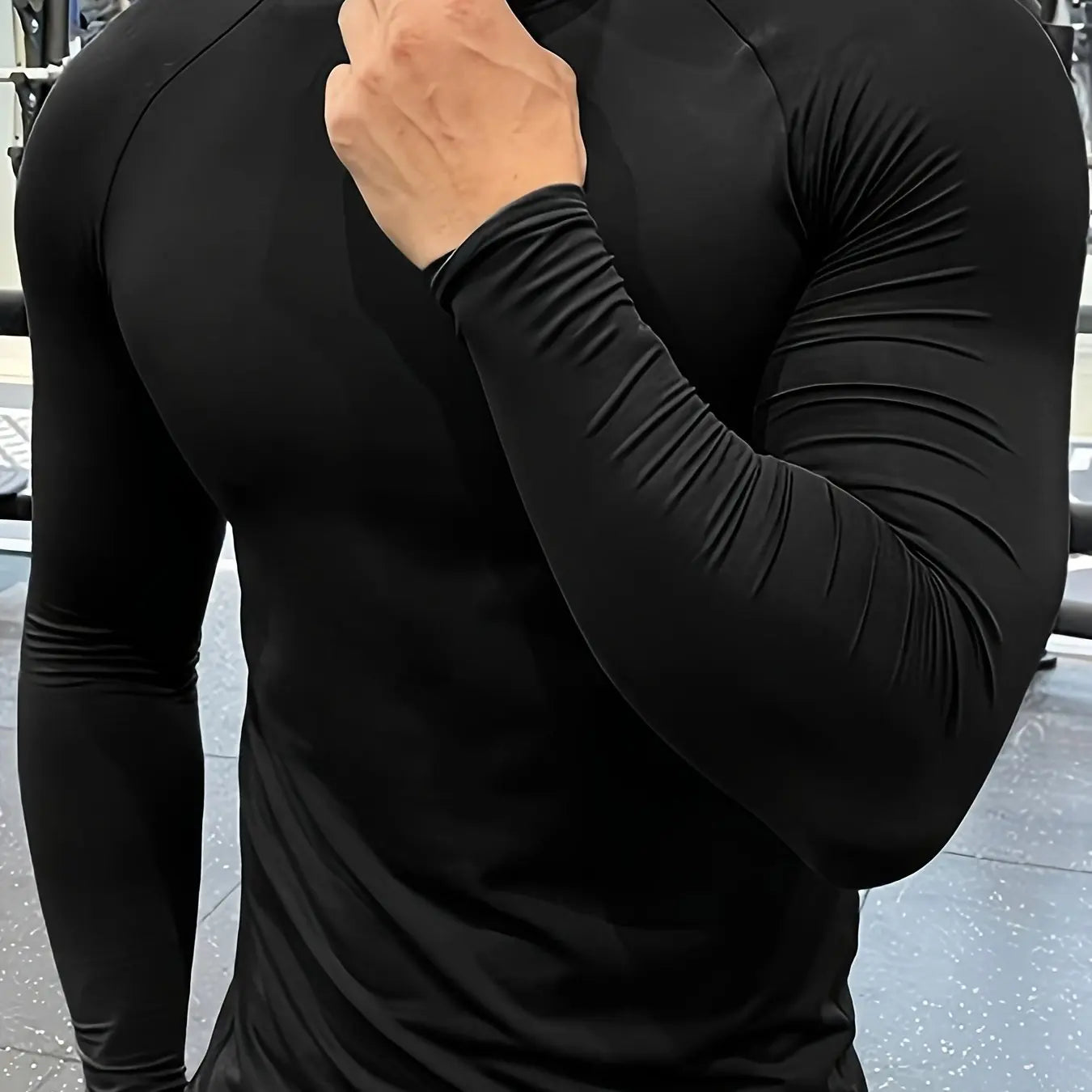 Men Muscle Shirts Turtleneck Long Sleeve Quick Dry Slim Fit for Men Workout Gym Fitness Underwear Tee Shirt