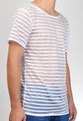 Sexy Male T-Shirt  Undershirts Men Mesh Stripe See Through  Underwear