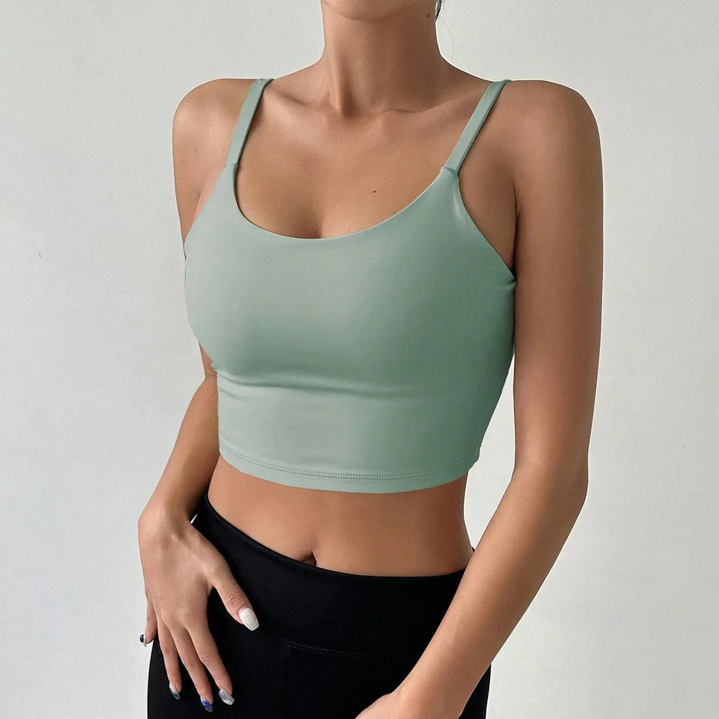 Yoga Underwear Women Breathable Solid U-Shaped Fitness Sports Bra Top With Chest Pad Gym Athletic Tight Workout Jog Running Vest