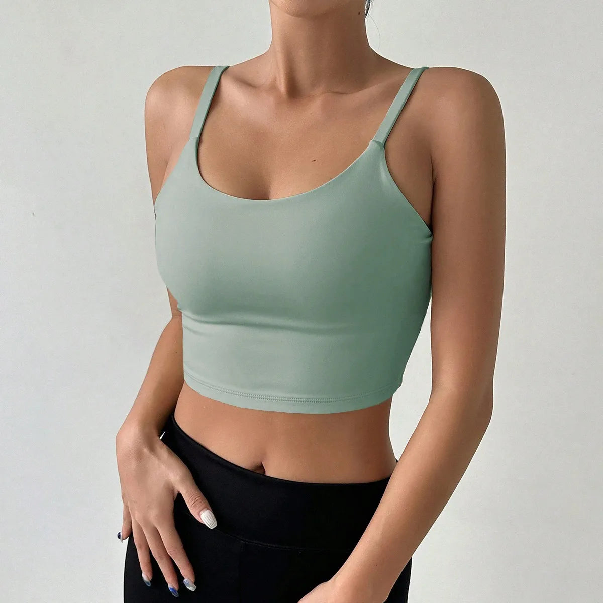 Yoga Underwear Women Breathable Solid U-Shaped Fitness Sports Bra Top With Chest Pad Gym Athletic Tight Workout Jog Running Vest