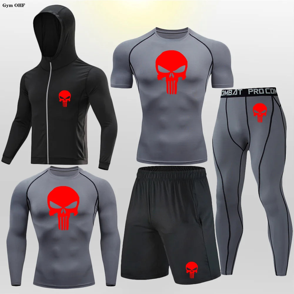 Sportswear Gym Fitness Tracksuit Men's Running Sets Compression Basketball Underwear Tights Jogging Sports Suits Clothes Dry Fit