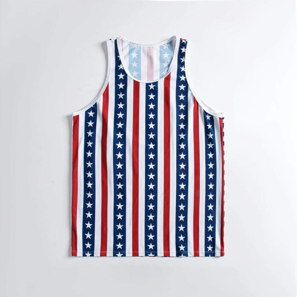 Men's Tank Top Swimming Trunks Short Beach Pants Ice Silk Print Cool and Comfortable Fashion Outdoor Sports Men's Sleeveless Top