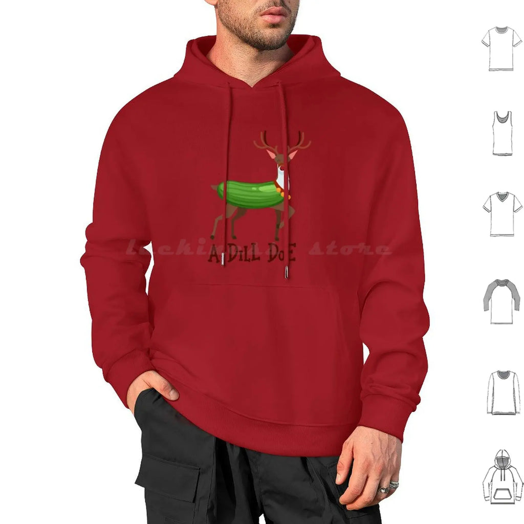 A Dill Doe Design For A Jokes Fan Hoodies Long Sleeve A Dill Doe Deer Jokes Fan Party Dill Doe Dildo Pickle Pun Joke Sex
