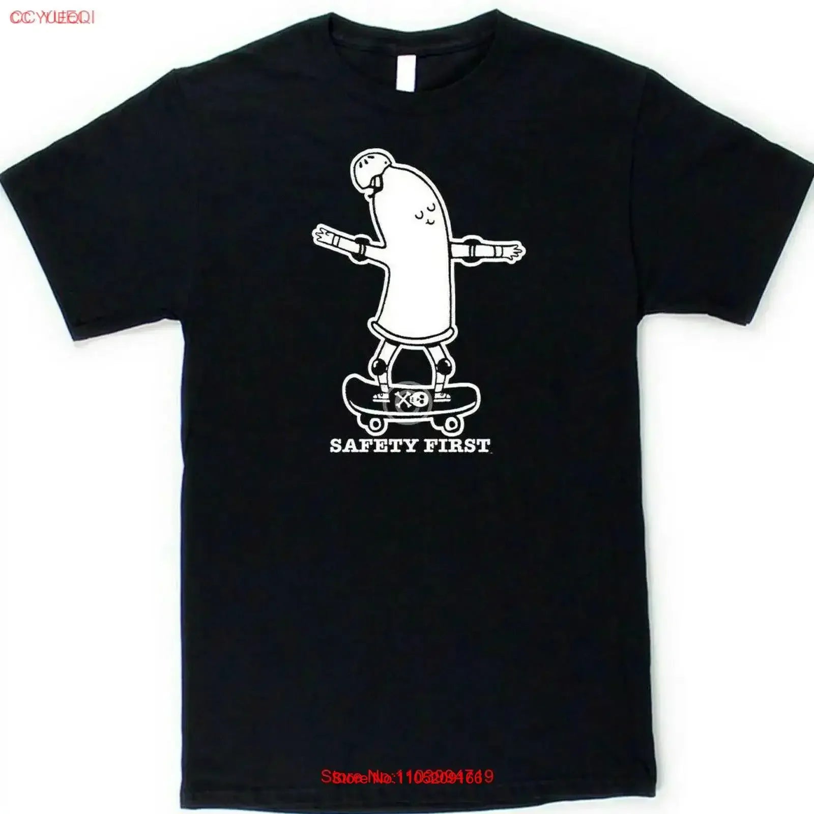 CONDOM ON A SKATEBOARD FUNNY ALWAYS WEAR HELMET PRACTICE SAFE SEX T Shirt vintage Washed Stretched Slightly Versatile Stylish