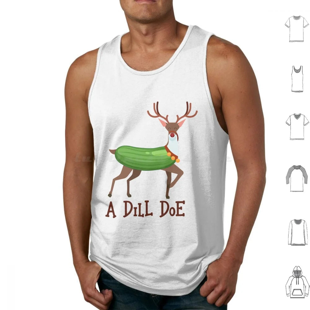 A Dill Doe Design For A Jokes Fan Tank Tops Vest Sleeveless A Dill Doe Deer Jokes Fan Party Dill Doe Dildo Pickle Pun Joke Sex